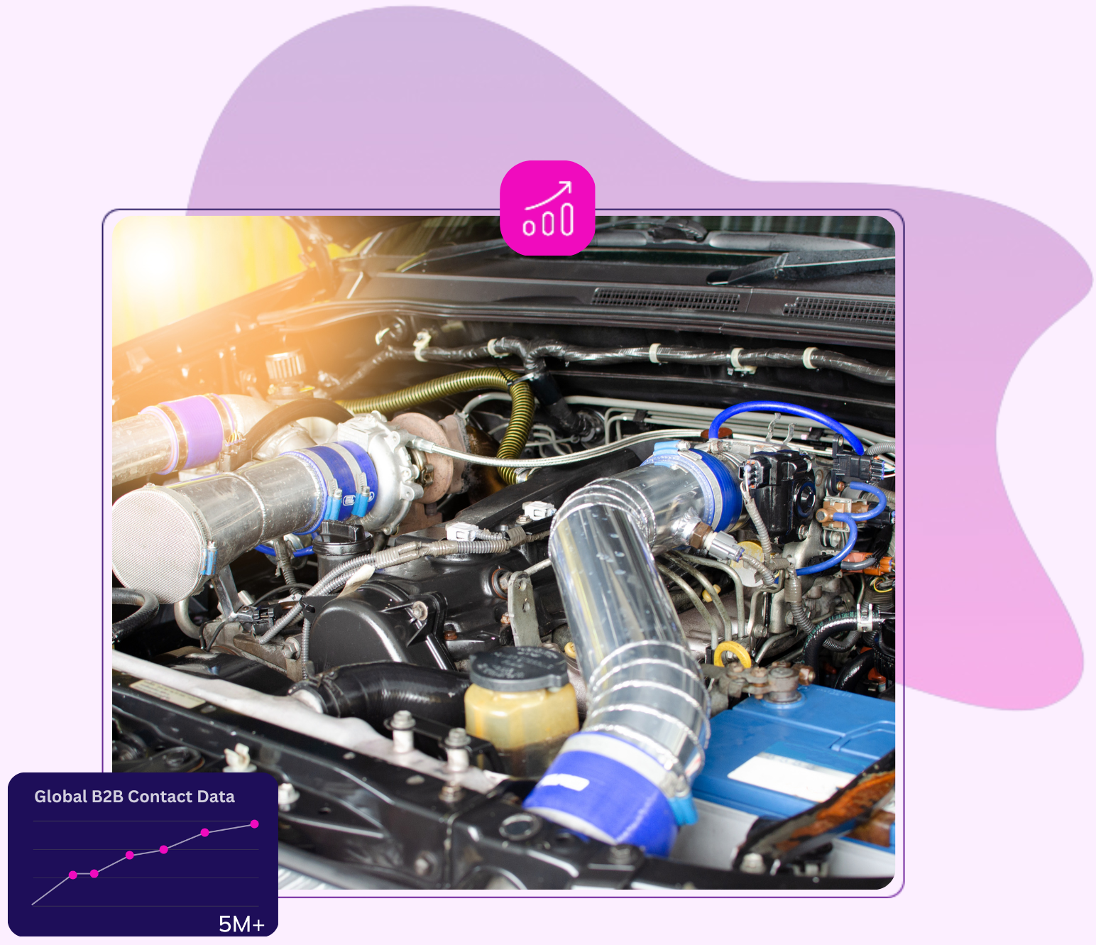 Detailed view of car engine components for autoparts suppliers