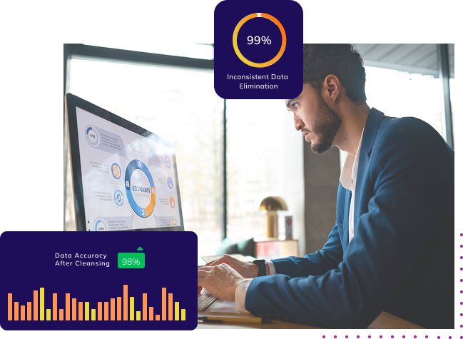 Satisfied client viewing analytics after using targeted data solutions