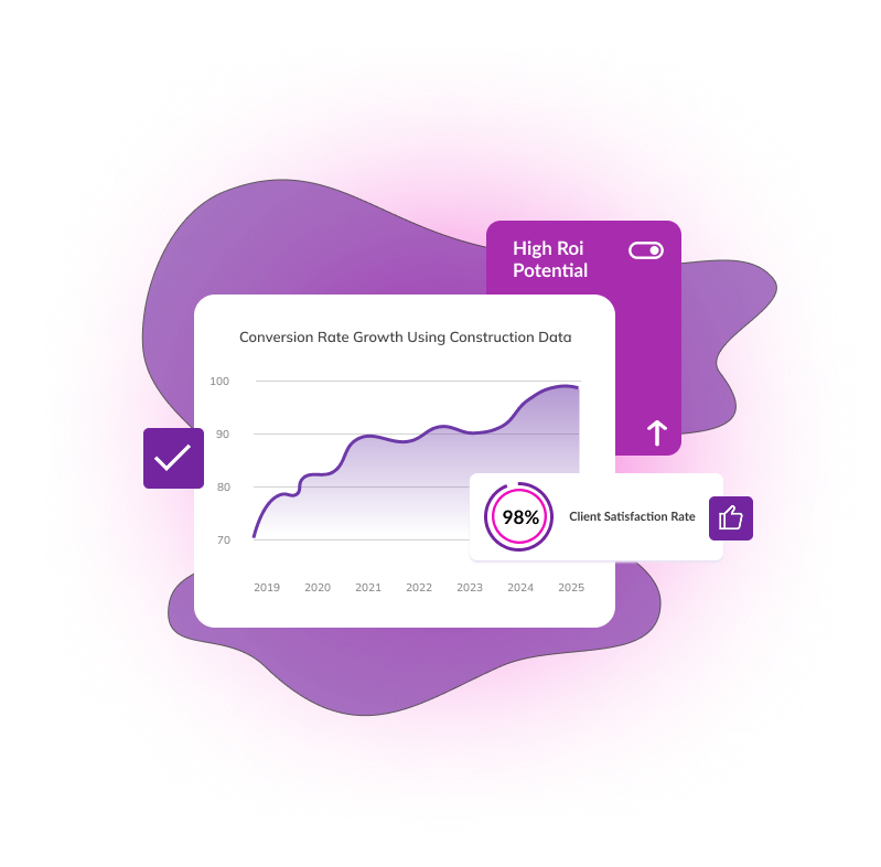Detailed construction site analytics displayed on a digital dashboard