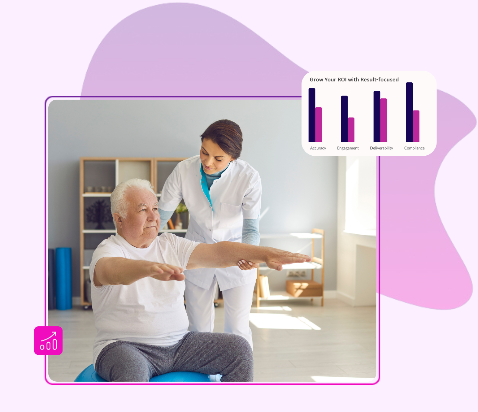 Physical therapist guiding a patient through recovery exercises in a clinical setting