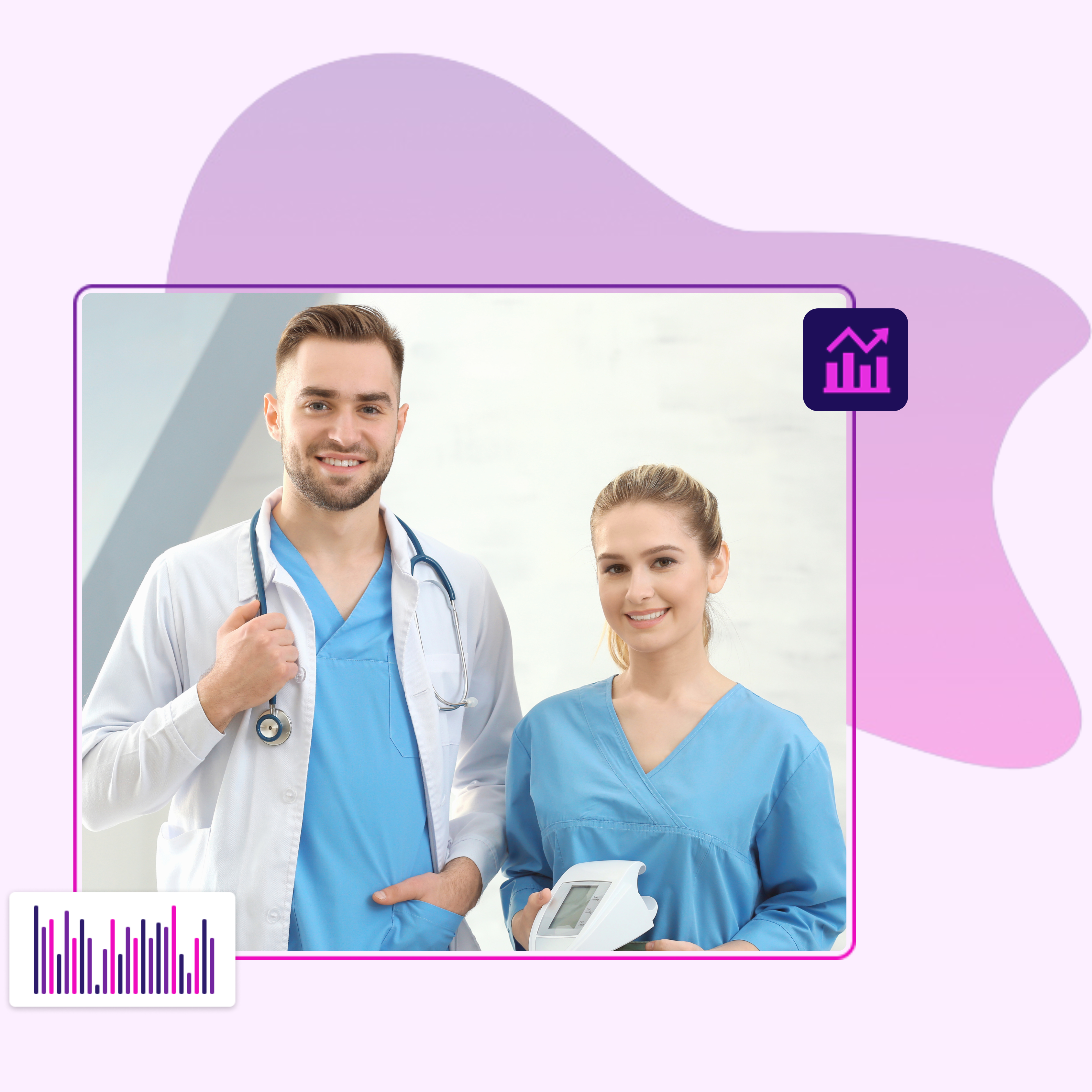 Physician assistant assisting a doctor in diagnosing and treating a patient in a clinic