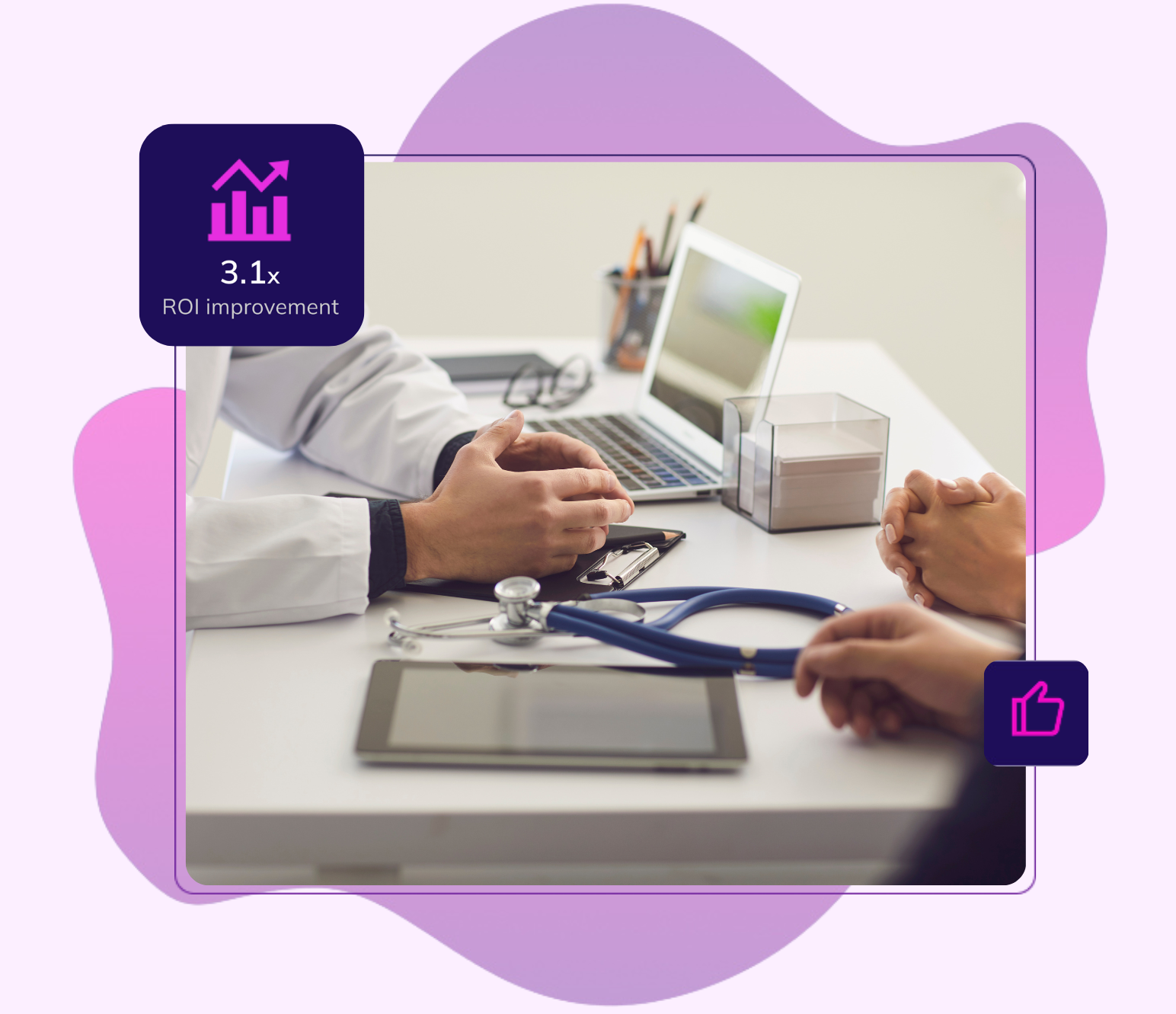 Physician discussing a treatment plan with a patient in a clinical setting