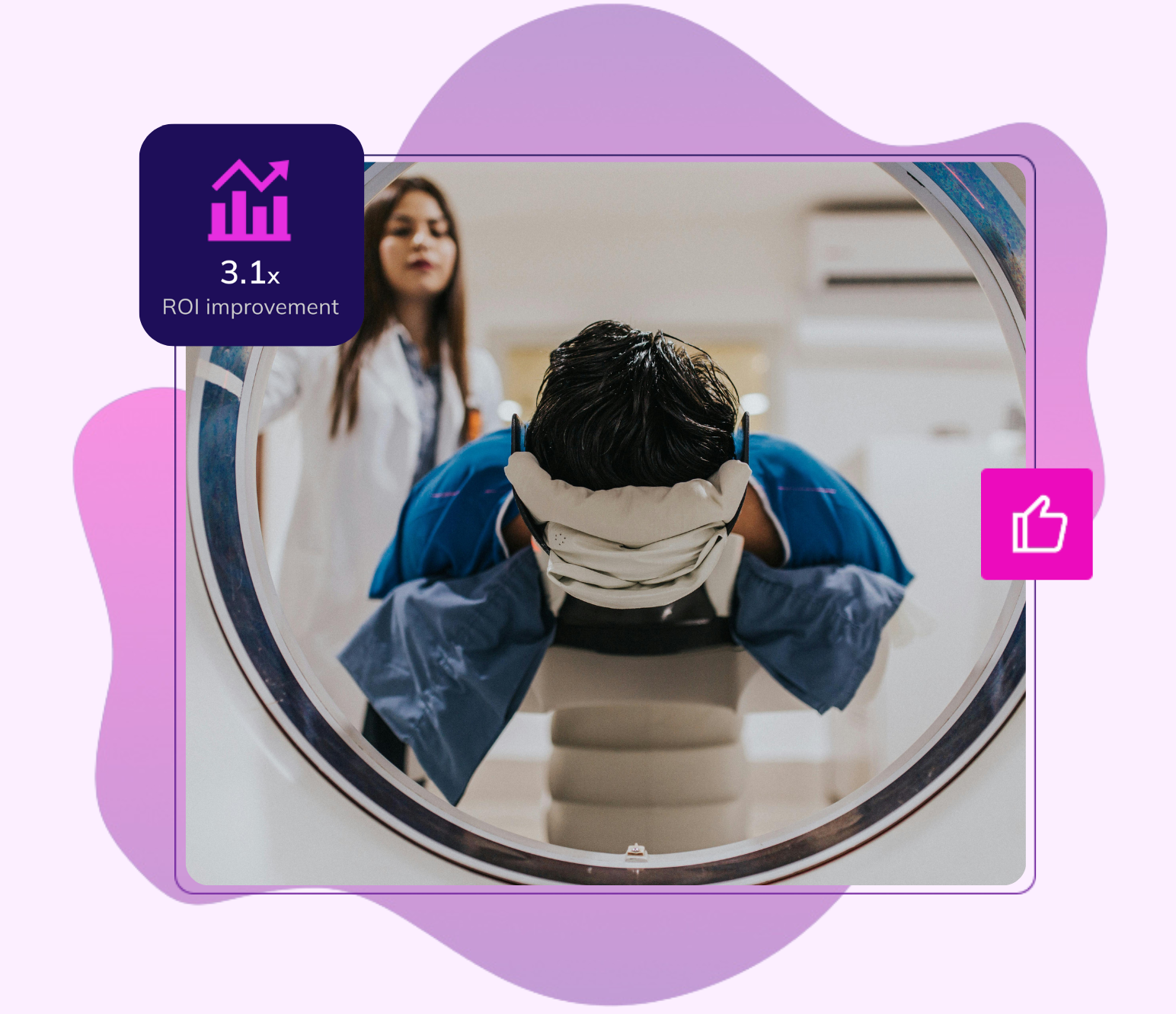 Radiologist analyzing medical images using a computer in a diagnostic imaging room